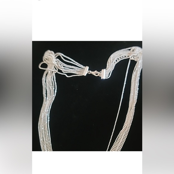 Natasha silver rhinestones long adiustable necklace 18 strands - Picture 9 of 16